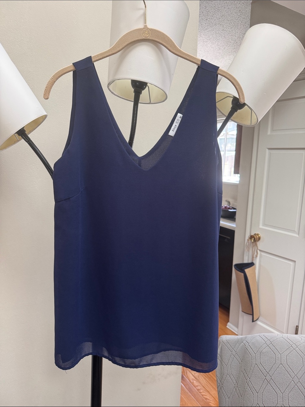 Sleeveless V-Neck Camisole in Navy